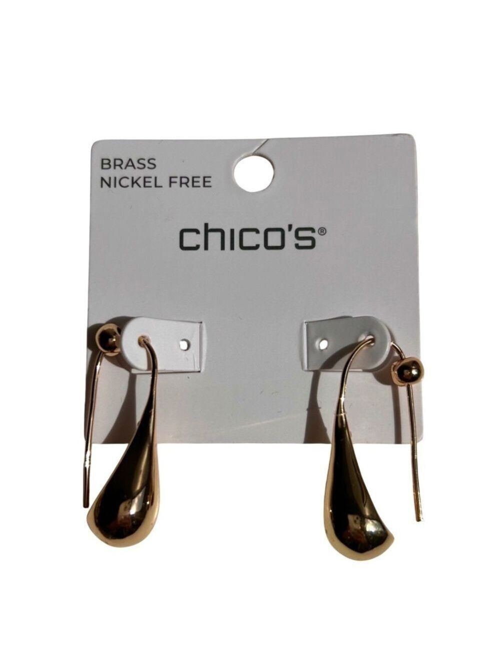 NWT Chico's Dangle Earrings Brass New on Card